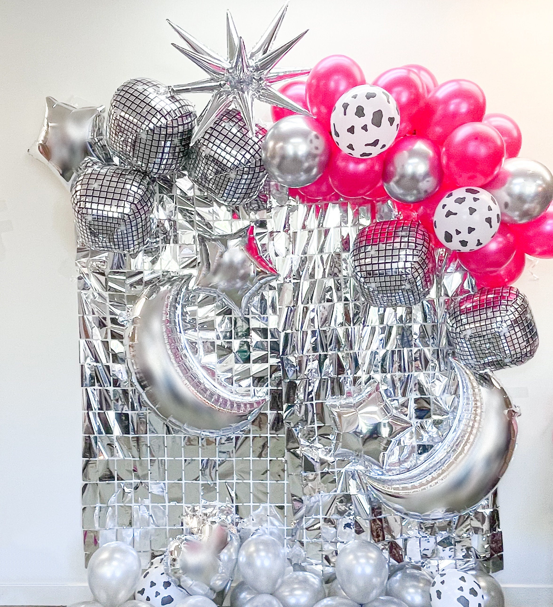 Disco Cowgirl theme Bach Party Garland Set Cowgirl Birthday Party Decorations Retro Silver Disco Balloon