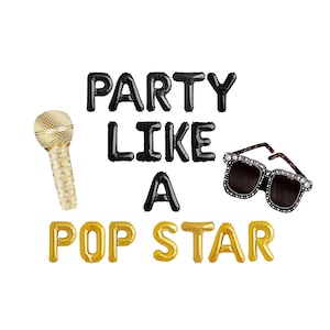 Party Like A Popstar Balloon Banner | Pop Theme Balloon | Music Concert Party Music Theme Party Band Party Guitar Balloon Band Party