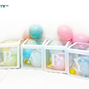 BABY Shower Boxes Photo Prop | Baby Shower Decorations | White Transparent BABY Boxes for baby shower gender reveal |