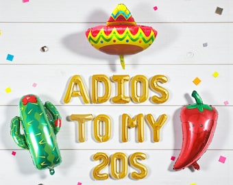 Adios To My 20s Balloon Banner: 30th Fiesta Birthday Party Decoration