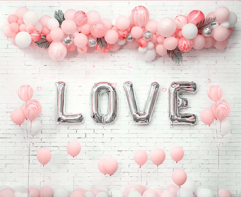 Valentine's Day Decor  Pink Balloon Garland  Silver image 0
