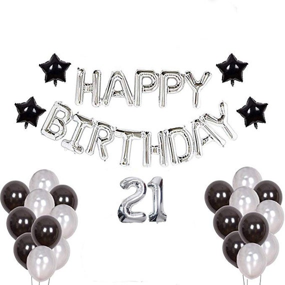 21st Birthday Decorations For Him 21st Black Theme 21 Etsy