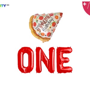 Pizza ONE Balloon Banner | Boy Girl 1st Birthday Pizza Party Decorations Pepperoni Pizza 1st Birthday Banner Photo Backdrop | Pizza My Heart