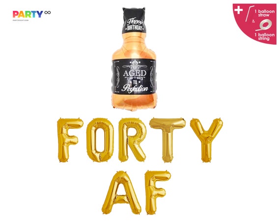Forty AF Balloon Banner | 40th Birthday Party Balloons | 40th Decorations | Forty Birthday Decor | 40th Birthday Banner Decorations Il_570xn
