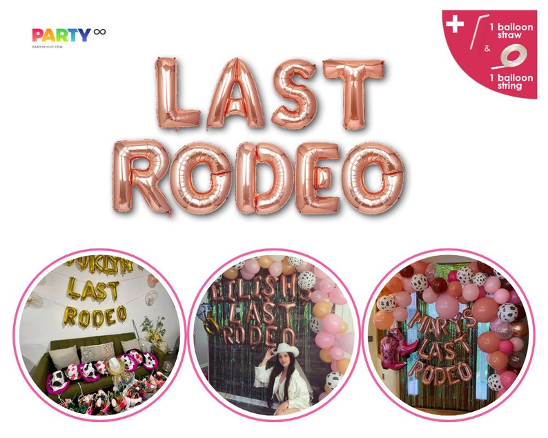 Last Rodeo Bachelorette Party Decorations Banner Nashville Last Rodeo Cowgirl Yeehaw Bridal Shower Bride to Be Rose Gold