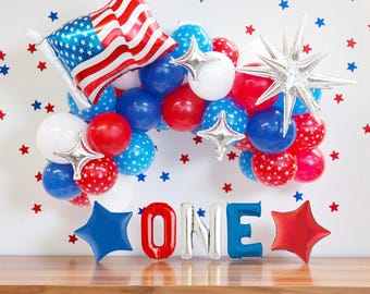 One Little Firecracker 1st Birthday Banner: July 4th Patriotic Decor