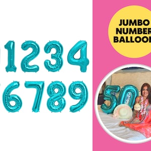 Giant Number Balloons | Aqua Mylar Number Balloons - 32&quot; Inch Aqua Giant Balloons - Giant Number Balloons