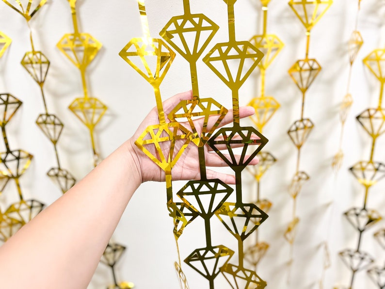 Gold Rose Gold Diamond Fringe Backdrop: Party Photo Booth Decoration Gold