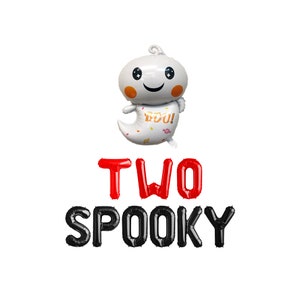 Two Spooky Banner Balloon |   Halloween Themed 2nd Birthday Banner Decorations | Ghost Boo 2nd Birthday Party | Little Boo is Turning Two