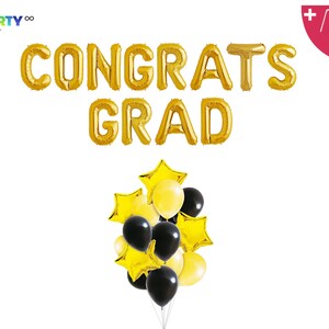 Congrats Grad Balloons Banner Graduation Party Decor | Degree Grad Party | Graduation Banner Sign | Graduation School Party Decorations