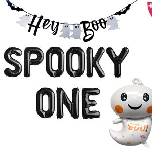 The Spooky One Birthday Boy Balloon Banner | Halloween 1st Birthday Banner Decorations | Little Boo Birthday | Our Little Boo is Turning One