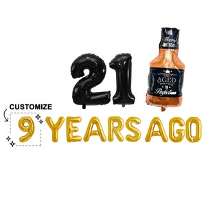 20s 30s 40s Birthday Banner | 21 9 years ago Decor Set | Thirty Birthday decorations for him | Whiskey Bottle Balloon | Skeleton Balloon