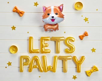 Let's Pawty Balloons: Corgi Dog Birthday Party Decoration