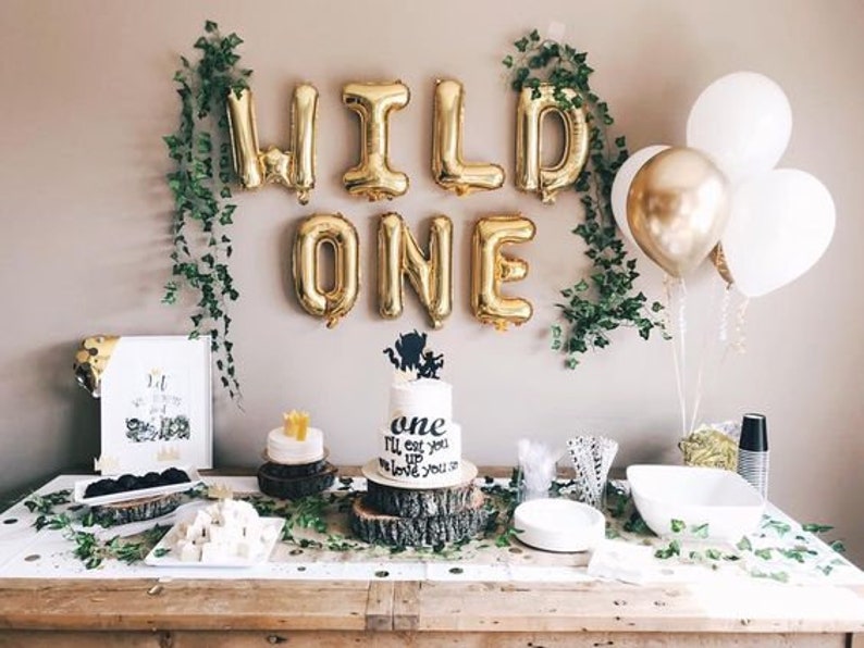 WILD ONE Balloon First Birthday Balloons  1st Birthday Gold