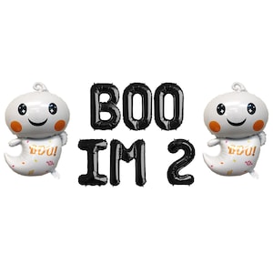 Boo Im 2 Banner Balloon | Halloween Themed 2nd Birthday Banner Decorations | Ghost Boo 2nd Birthday Party | Little Boo is Turning Two