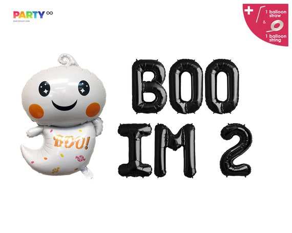 Boo Im 2 Banner Balloon | Halloween Themed 2nd Birthday Banner Decorations | Ghost Boo 2nd Birthday Party | Little Boo is Turning Two Il_570xn