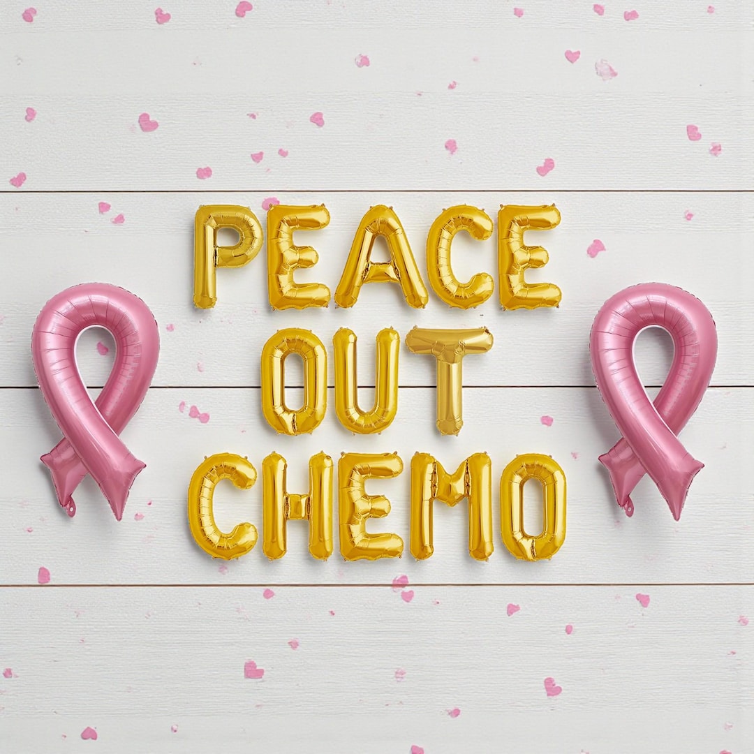 Peace Out Chemo Balloon Banner: Breast Cancer Awareness Ribbon - Etsy