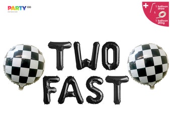 Two Fast 2nd Racing Car themed F1 theme Birthday Party Decoration Balloon Banner | 2nd Two Fast Birthday Party | Race Car Party Decor