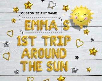 Custom Name 1st Trip Around The Sun Boho Birthday Balloon Banner: First Birthday Party Decor