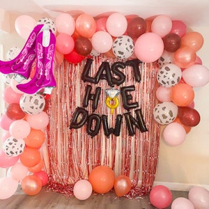 Last Hoe down Balloon Banner with Ring balloon | Cowgirl Bachelorette Banner | Last Ride Bachelorette | Bachelorette Party Decorations