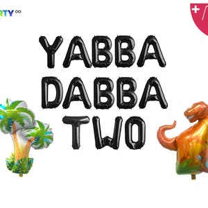 Yabba Dabba Two 2nd Birthday Decorations Banner | Flinstones Themed 2nd Birthday Banner