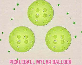 Pickleball Party Balloons: 18" Round Mylar, 3-Piece Set