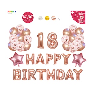 Rose Gold 18th Birthday Balloon Decoration Set | 18th Birthday Party Decor | 18th Birthday Party Balloon Decorations