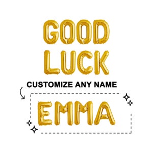 Good Luck Balloon Banner | Custom Name | Baptism Decor First Communion Decor | Christening Balloons