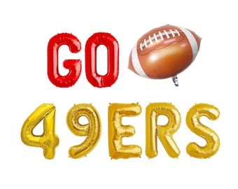 Go 49ers Balloon Banner | Superbowl Party Decor | San Francisco 49ers Fans | Football Balloon | Sports Theme | NFL Party decor