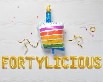 Fortylicious Balloon Banner: 40th Birthday Party Decor