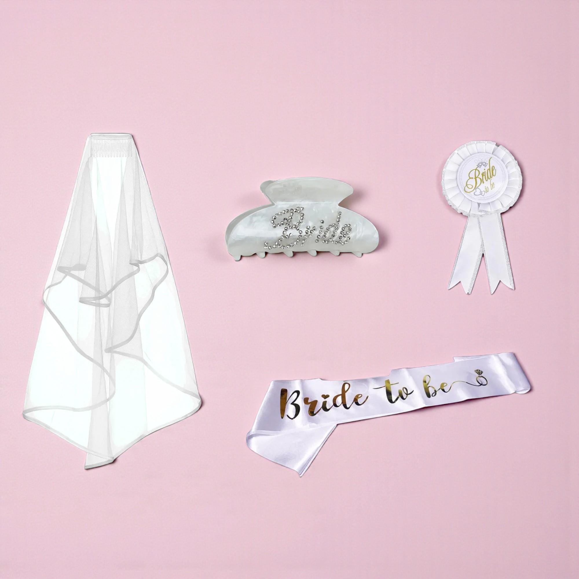 Bachelorette Party Kit: Bride Sash, Veil & Badge Bridal 