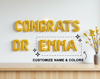 Custom PhD Graduation Balloon Banner: Congrats Dr Party Decoration Sign
