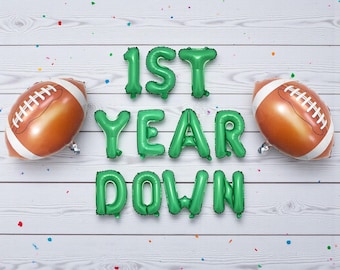 1st Year Down Football Banner: Football Sports Theme First Birthday Party Decor