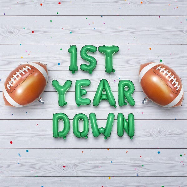 1st Year Down Football Banner: Football Sports Theme First Birthday Party Decor