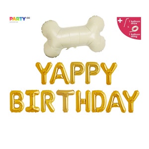 Yappy Birthday Balloons Banner | Dog Puppy Birthday Party Decoration | Puppy Birthday Party Decoration Balloon | Dog Bone Balloon