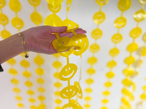 Yellow Smiley Foil Curtain Backdrop | One Happy Dude Birthday Party Decorations | Happy Pastel Birthday Party Decorations Il_570xn