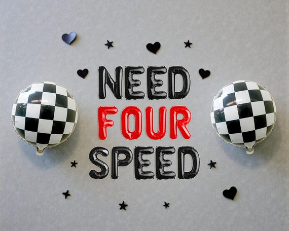 Need Four Speed Balloon Banner: Racing Car F1 Theme 4th Birthday Decor