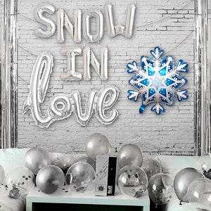 Snow In Love Balloon Banner Winter Theme Bachelorette Party Decorations Party Decoration Balloon Silver