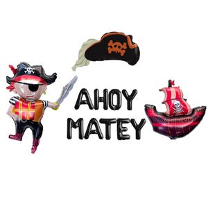Ahoy Matey Pirate Balloon Set: Ship, Pirate, Hat Party Decor