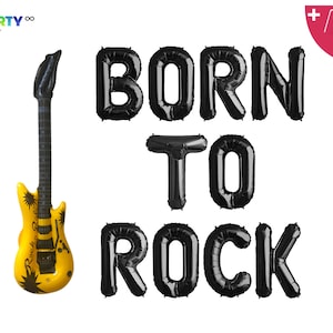 Born To Rock Banner w/ Guitar Balloon | Baby Shower Musical Rockstar Rock Baby Shower Birthday Born To Rock Party