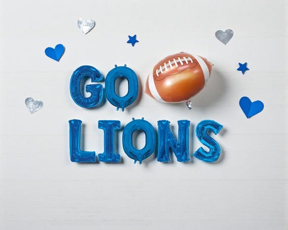 Go Lions Balloon Banner: Detroit Football Party Decor Super Game Day Tailgate Celebration Set