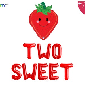 Two Sweet Berry Balloon Banner | Strawberry Balloon 2nd Birthday Berry Balloon | Baby Girl Birthday Party Berry Decorations