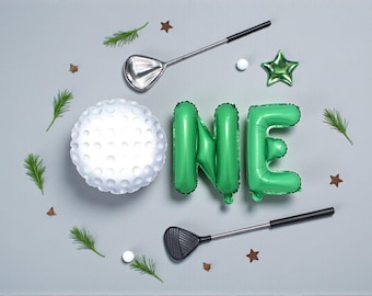 Golf 1st Birthday Balloon Banner: One in a Hole Sport Theme First Birthday Decor