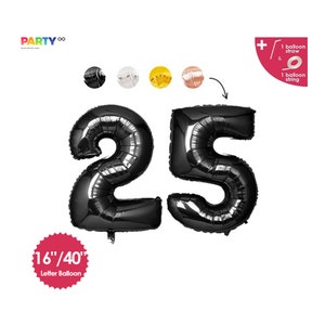 25 Party Balloons for 25th Birthday or Anniversary | Number 25 Balloon Decorations 40 Inches / 16 Inches | 25th Birthday Party Decor