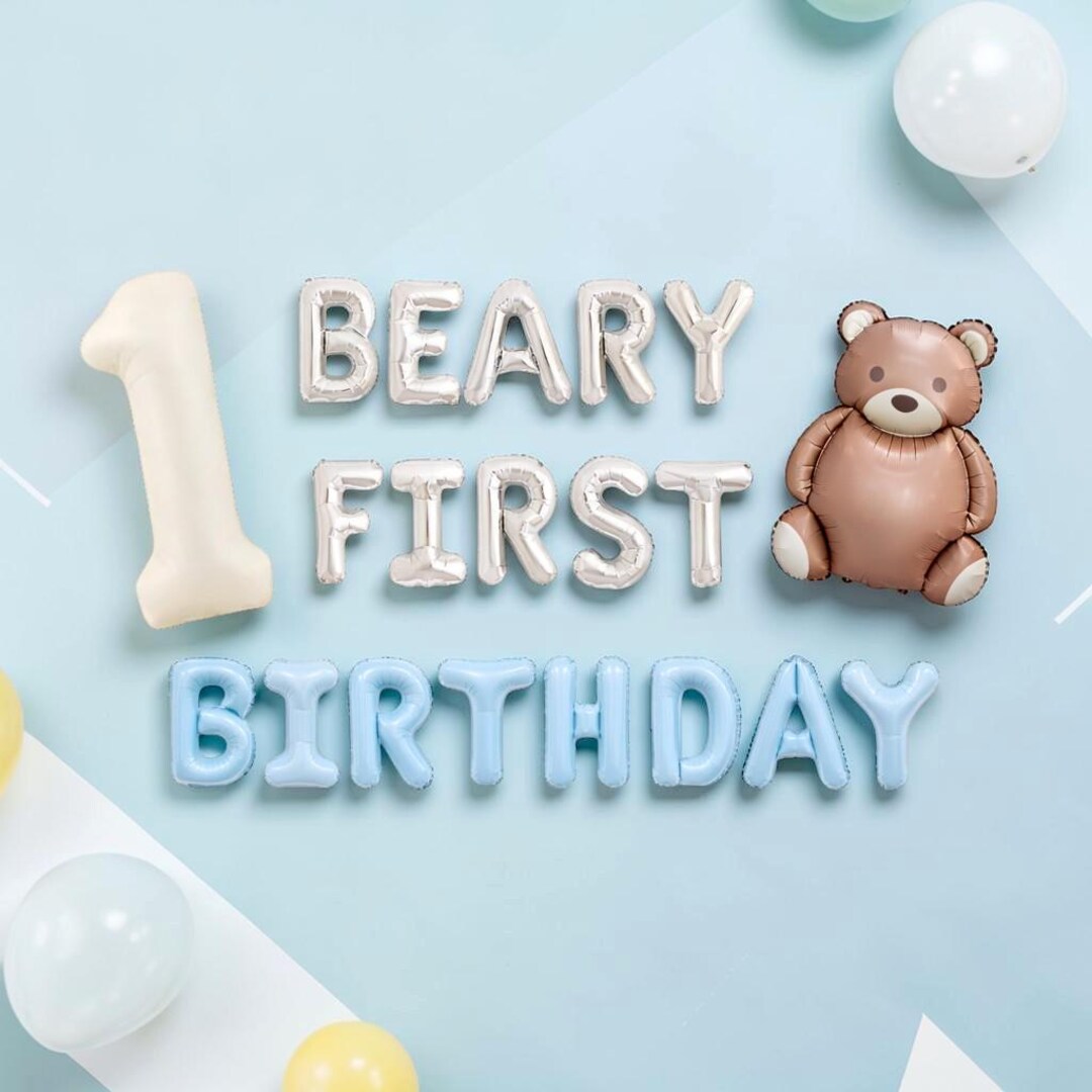 Beary First Balloon Kit Teddy 1st Party Decorations Classic Preppy Polo ...