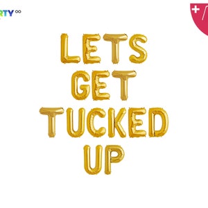 Lets Get Tucked Up Balloons Banner | Sleepover Bachelorette Party Decor | Pajama Bachelorette Banner