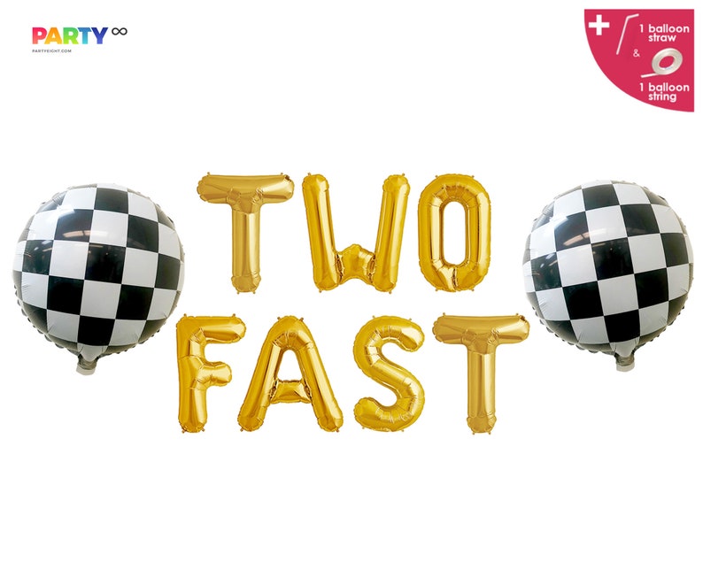 Two Fast 2nd Racing Car themed F1 theme Birthday Party Decoration Balloon Banner 2nd Two Fast Birthday Party Race Car Party Decor image 4