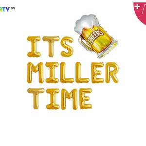 Its Miller Time Balloon Banner | Double Toasting Beer Mugs Balloons | Beer Party Cheers and Beers Banner Birthday Tailgating
