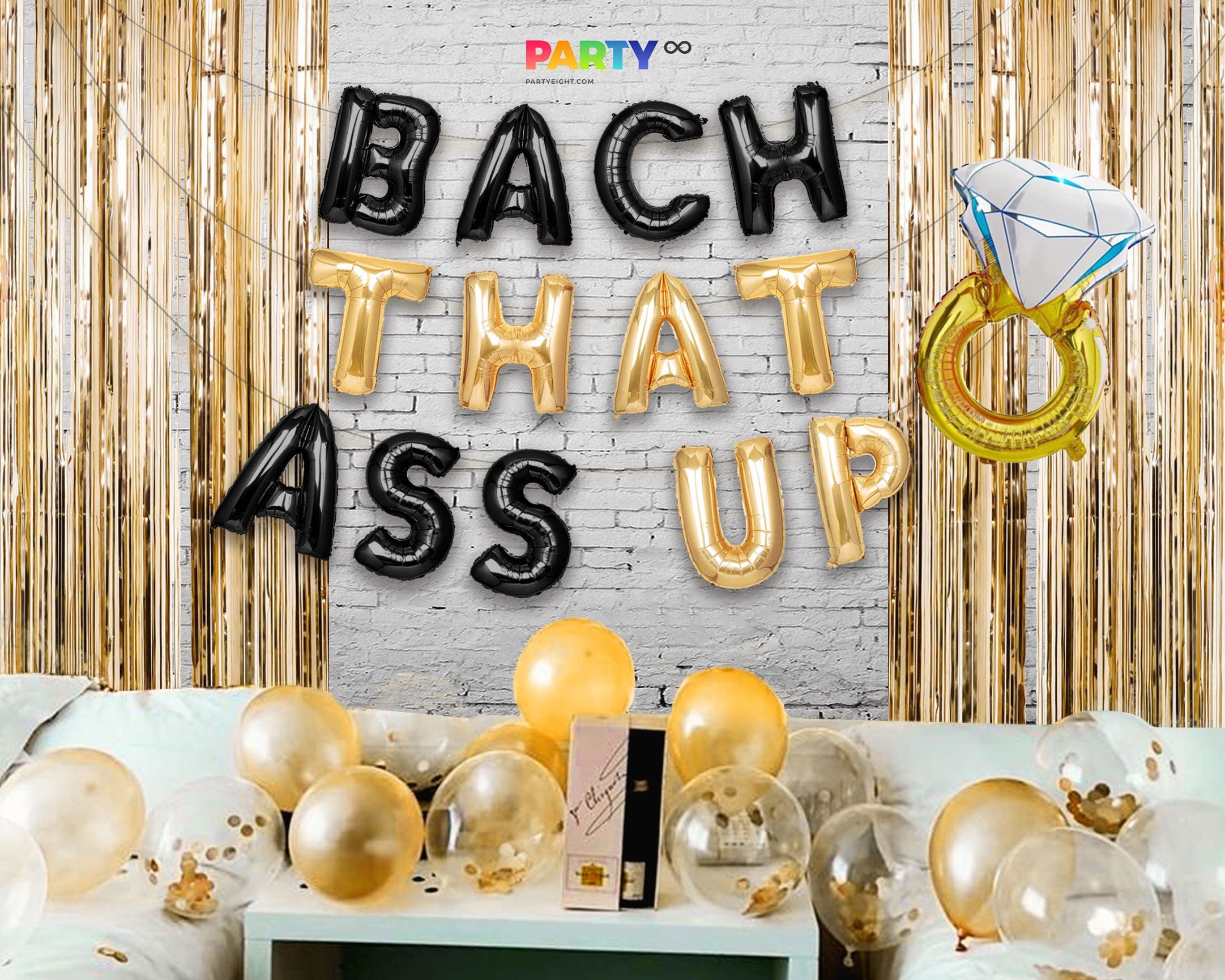 BACH THAT ASS UP Letter Balloons - 16 Inch Gold Foil Alphabet Balloons For Bachelorette & Bachelor Parties