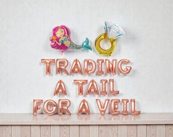 Mermaid Beach Bachelorette Balloon Banner: Trading Tail for Veil My Last Splash Theme